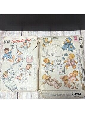Simplicity 8066 Vintage Original Newborn Layette Sewing Pattern Unisex One Size